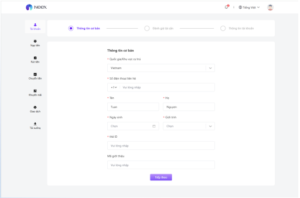 Màn hình điền thông tin cơ bản của Neex