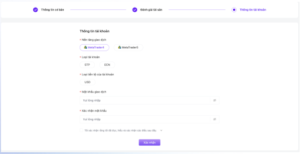 Màn hình điền thông tin tài khoản của Neex